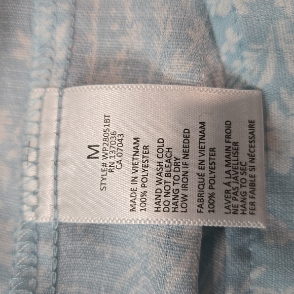 Paper Crane blue white floral smocked peplum ruffle sleeveless top coquette M - Picture 7 of 7